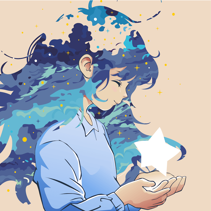 Girl holding a star